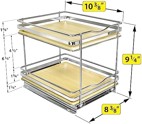 LYNK PROFESSIONAL® Élite™ Pull Out Spice Organization for Cabinets - 8-3/8 inch Wide – Spice Rack for Inside Cabinets – Wood/Chrome - Sliding Spice Rack Organizer for cabinet – Spice Rack - 2 Tier - Image 5