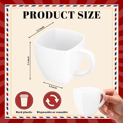 Amyhill 100 Pcs 5 oz Disposable Plastic Tea Cups with Handle, White - Image 2