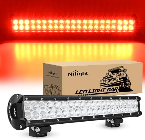 Nilight LED Light Bar 20 Inch 126W Spot Flood Combo Red Beam by Nilight