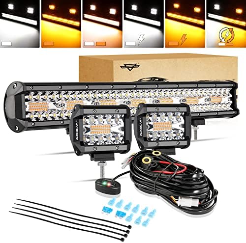 Auxbeam 4" LED Pod Lights & 20" LED Light Bar, Offroad Lighting Kit, 3-Pack by Auxbeam