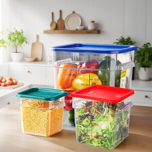 4 Pack 6 Qt Square Polycarbonate Food Storage Containers with Lids - Image 6