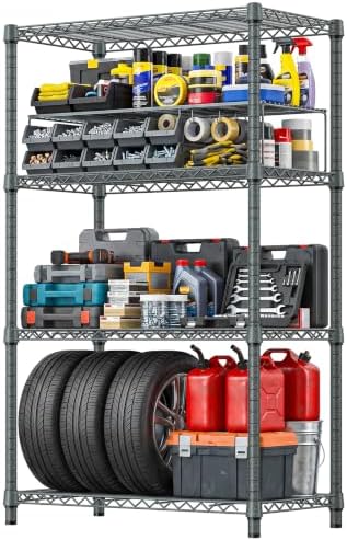 IZEUK 4-Tier Heavy Duty Chrome Metal Wire Shelving for Garage Storage by IZEUK