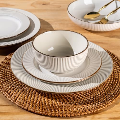 GBHOME Ceramic Dinnerware Sets of 4,16 pcs Plates and Bowls Sets Dishes - Image 3