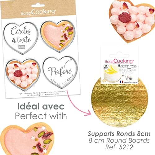 ScrapCooking 1322 4 Round Perforated Tart Circles - Individual Pie Circles Diameter 8 cm - Stainless Steel Frame Moulds - Uniform Baking - Pastry Accessories Cake Dessert - Image 7