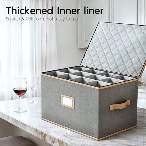Wine Glass Storage Containers, 2 Piece China Storage Containers, Grey - Image 2