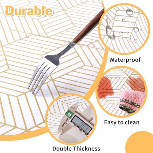 Shelf Liners for Kitchen Cabinets Non Adhesive Shelf Liner Paper Non-Slip Thickened Drawer Liner Easy to Clean for Tool Box Refrigerator with Knife and Tape Measure, Gold Geometric, 11.8 x 118 in - Image 5