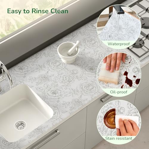 Floral Drawer and Shelf Liner for Kitchen Cabinet Non-Slip 11.8In x 20FT - Image 4