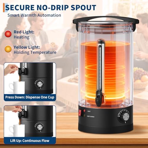 PioneerWorks 18 L/120 Cups Coffee Urn, Double-Wall Stainless Steel Coffee Maker Hot Water Urn, Large Capacity Hot Coffee Dispenser, Quick Brew, Stays Hot for Tea & Beverage at Events & Catering - Image 4