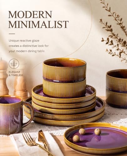 TheTerra Ceramic Dinnerware Set for 4, 16-Piece Plates and Bowls Set - Image 4