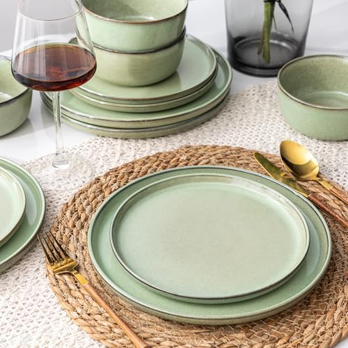 GBHOME Dinnerware Sets for 4, 12 Pieces Ceramic Plates and Bowls Set - Image 3