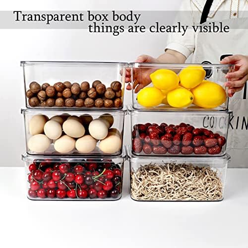 Clear Storage Bins With Lids,4 Packs Food Storage Organizer,Stackable Kitchen Cabinet,Bathroom Basket,Fridge Organization.Pantry Transparent Containers For Fruits,Drinks - Image 4