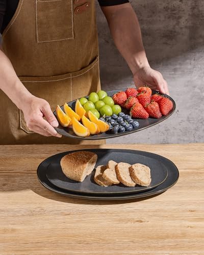 famiware Serving Platters Set of 3 Sizes - Oval, Matte Dark Charcoal - Image 6