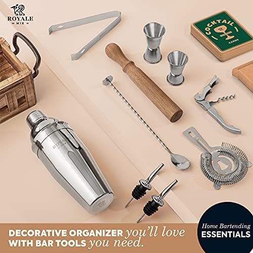 Mixology Bartender Kit with Stand | Home Bar Set with 25 Cocktail Recipes for Drink Mixing | Ideal Bartending Kit for Housewarming Gift | Premium Martini Cocktail Shaker Set with Bar Tools Accessories - Image 2