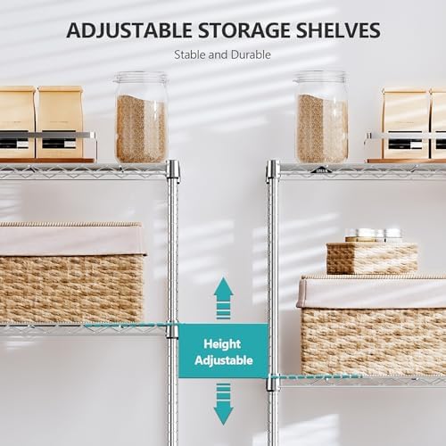 IZEUK 4-Tier Heavy Duty Steel Storage Shelves, Metal Shelf Wire Shelving Rack for Pantry, Kitchen, Home, or Office Organization (29.5" W x 13.7" D x 47.2" H, 1000LBS, Chrome) - Image 5