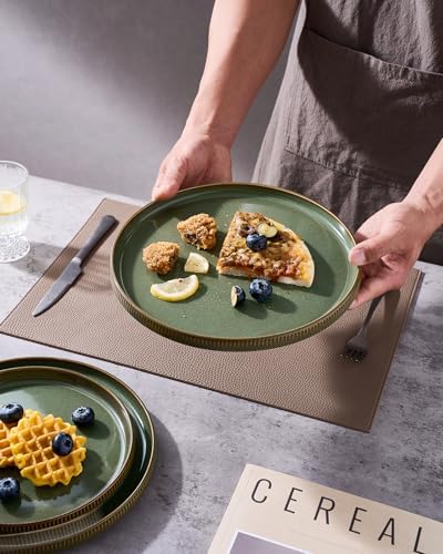 famiware Star 10/8 inches Dinner Plates Set for 6, Capulet Olive - Image 2