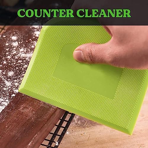 SURDOCA Dough Scraper Bench Scraper - 3P 10.6x6.7" Plastic Flexible Bowl Scraper, Sharp Edge & Angles Cake Scraper. Non-Slip Bakeware Decorating Tools Sculpting & Modeling Tools - Green+Yellow+Green - Image 5