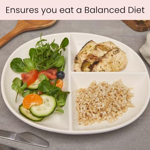 Uba Portion Control Plate (PORCELAIN) for Adults for Healthy Diet (White, 4) - Image 2