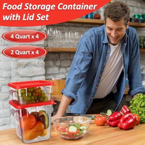 Yungyan 16 Pcs Restaurant Food Storage Containers with Lids Set, Red Lids - Image 5
