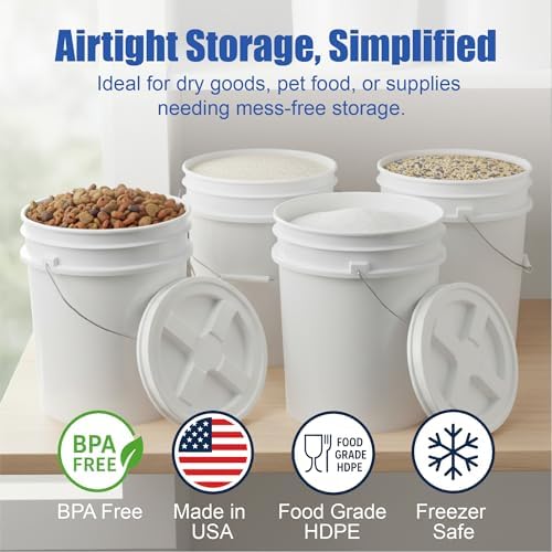 ePackageSupply 5 Gallon Bucket - Food Grade w/Lid BPA-Free, White/White, 6 - Image 2