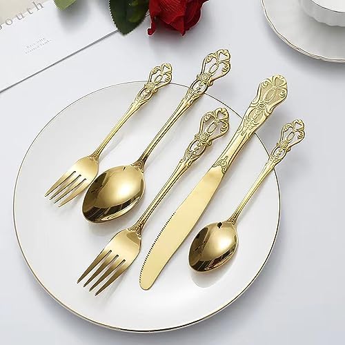 Gold Silverware Set for 2, MIKIWAY 10 Pieces Stainless Steel Flatware Set, Cutlery Tableware Set, Kitchen Utensils Set Include Spoons And Forks Set, Mirror Polished, Dishwasher Safe - Image 4