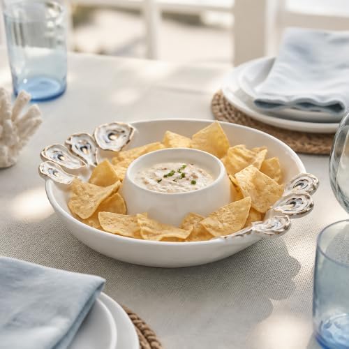 Mud Pie Oyster Chip And Dip Bowl Set, 2x10.5 - Image 2
