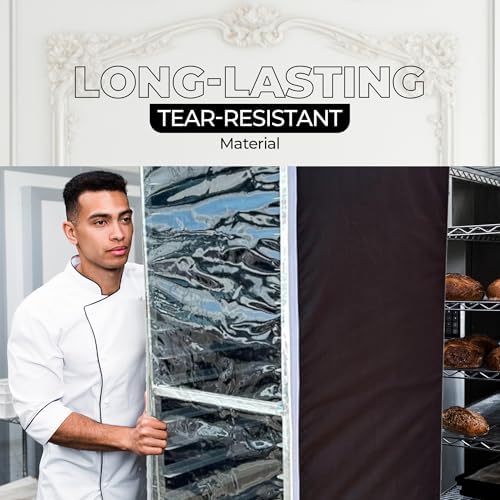 Bakery Food Pan Sheet Rack Cover | Size: 23"W x 28"L x 33"H | Material: Heavy-duty Nylon | Zippers: 2 | Color:Black | Pack of 1 - Image 3