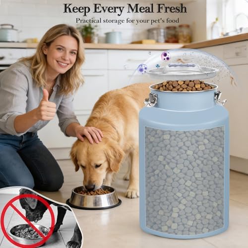 UPSKYPET 25lb Stainless Steel Dog Food Storage Container with Lid and Scoop - Image 2