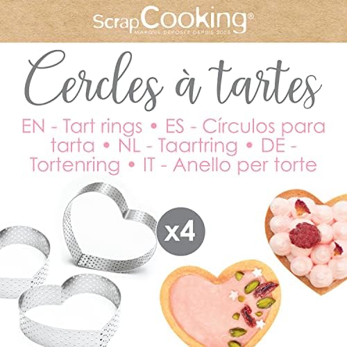 SCRAP COOKING ScrapCooking 1323 Perforated Heart Tart Circles 8.5 x 7.5 cm Stainless Steel Frame Moulds for Baking Uniform Baking Accessories Cake Dessert - Image 2
