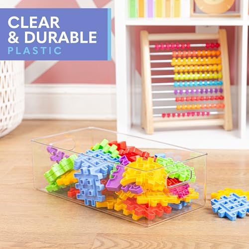 Plastic Food Storage 8 Pack Clear Container Bin with Handles for Organizing Kitchen, Pantry, Refrigerator, Freezer, Pantry, Cabinet, Closet, Bathroom. 16”x8”x5” - Image 6