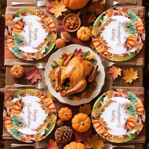 60PCS Thanksgiving Plastic Plates - Heavy Duty Fall Plastic Plate - Image 5