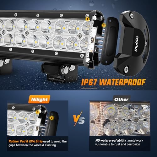 Nilight LED Light Bar 20 Inch 126W Spot Flood Combo Yellow Beam - Image 4
