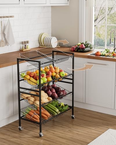 Evermagin 25.2" W Kitchen Storage Cart, 4-Tier Snack Cart with Wheels - Image 3
