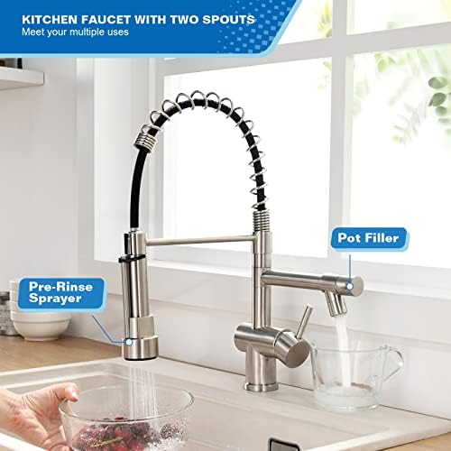 VFAUOSIT Commercial Kitchen Faucet with Pull Down Sprayer, Brushed Nickel - Image 2