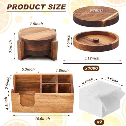 Mifoci Acacia Bar Caddy & 3 Tier Glass Rimmer Set, Bar Accessories - Image 2