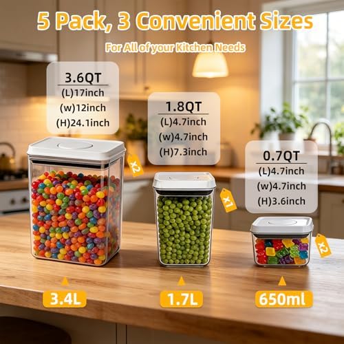 Pop Push Button Airtight Food Storage Containers Baking Set 5 Pcs - Image 5
