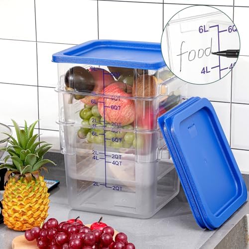 Ziliny 3 Sets 6 Qt Dough Proofing Container with Lid, Blue - Image 4