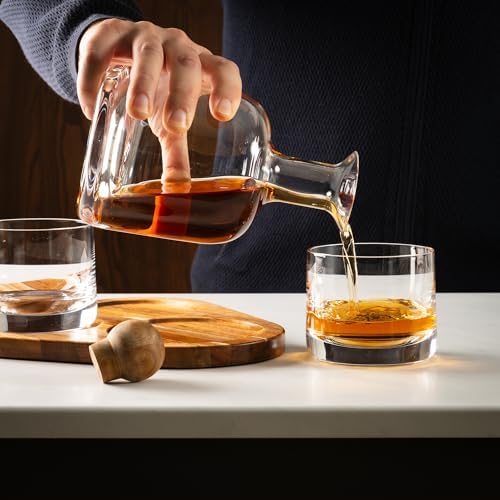 Cork & Mill Whiskey Decanter Set with Glasses, Wood Tray and Stopper - Image 4