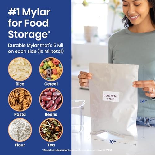 Wallaby 1-Gallon Open Top 10 Mil Mylar Bags, Oxygen Absorbers (30-Pack) - Image 6