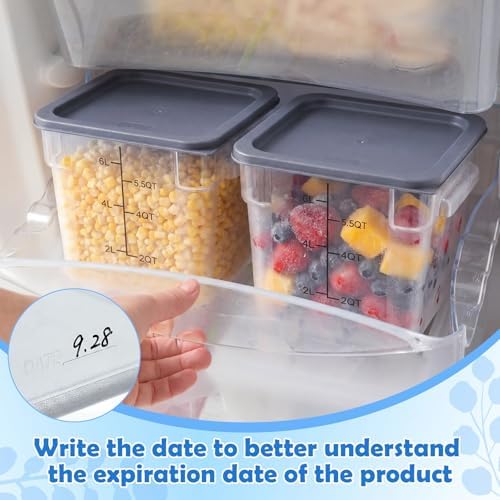 Suclain 2 Pcs Square Food Storage Container Polycarbonate Clear Food Container with Gray Lid Commercial Rice Storage with Gray Graduations for Commercial Kitchen(8 Qt) - Image 4