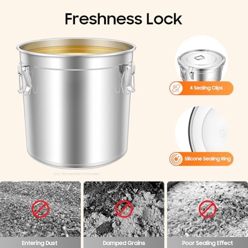 48L/12.68 Gal Stainless Steel Food Storage Container with Lid - Image 3