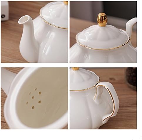 fanquare 15 Pieces Simple White English Ceramic Tea Sets,Tea Pot,Bone China Cups Without Metal Holder,Matching Spoons,Afternoon Tea Set Service Coffee Set - Image 3