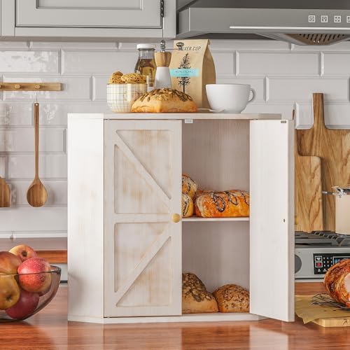 Trironsun Corner Bread Box for Kitchen Counter Double Layer Bamboo Bread Storage Container Large Capacity Bread Storage Bin Farmhouse Breadbox Organizer - Image 4
