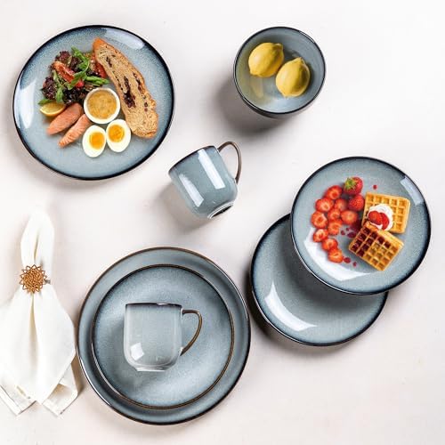 LeRatio Ceramic Dinnerware Sets for 4,16Pcs Porcelain Plates and Bowls Set - Image 4