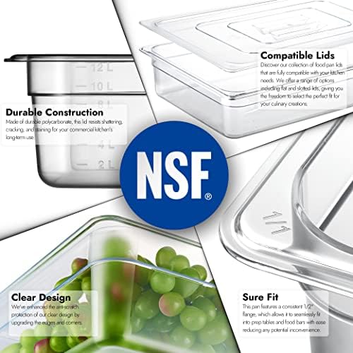 CURTA 6-Pack Full Size 4" Deep NSF Polycarbonate Food Pans | Dishwasher & Freezer Safe Clear Container for Prep Tables, Buffet, Salad Bar, Commercial & Home Kitchen - Image 5