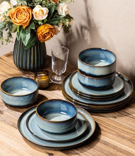 TheTerra Ceramic Dinnerware Set for 6, 18-Piece Plates and Bowls Set - Image 4