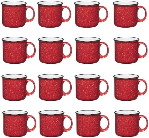 Set of 16 Ceramic Campfire Mugs – 15 Oz, Red – Coffee & Tea Cups for Home, Work, Travel, Camping – Customizable, Great for DIY, Events, Companies by GiftsbyDesign
