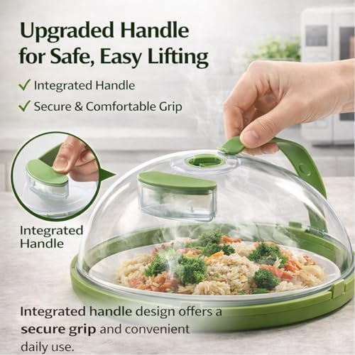 Microwave Splash-Proof Food Cover, Splatter Screen Guard with Water Steamer, Glass Bowl Overflow Drain Helmet Plate Covers, Magnetic Bacon Cooker, Collapsible Silicone Panel(10in) - Image 4