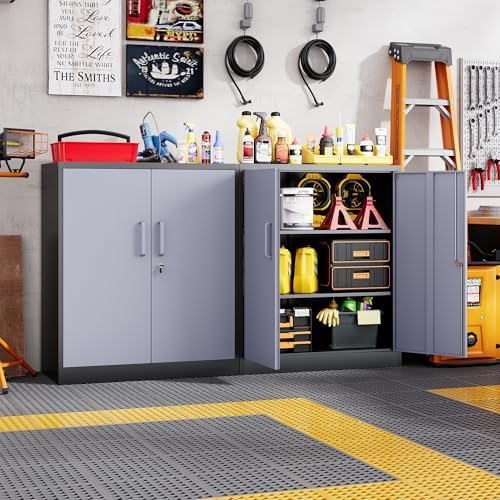 Letaya Metal Storage Cabinets with Lock Door and Shelves, Steel Garage Tool Cabinets for Home,Office, Warehouse,Lockers (36“-Black&Gray) - Image 6