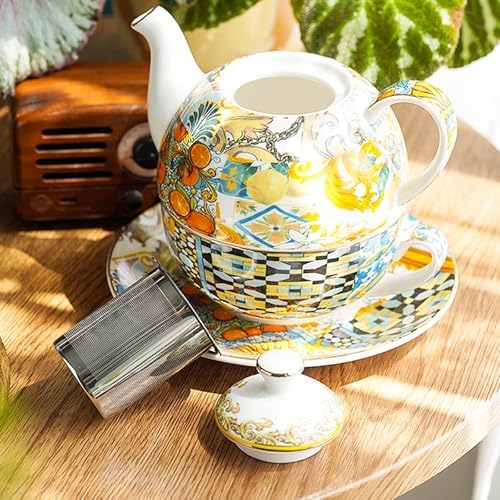KAMMAK Tea for One Set, Ceramic Teapot, Bone China Tea Set, Cup and Saucer - Image 6