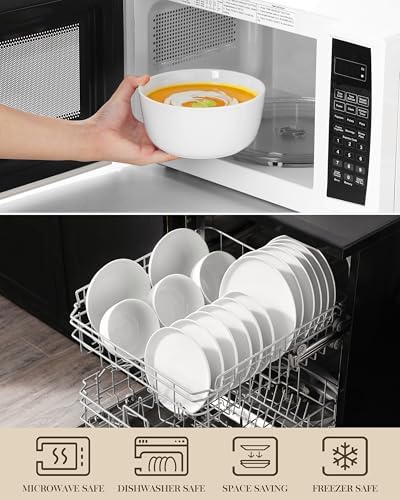 MALACASA 24-Piece Dinnerware Set for 6, White Porcelain Dishes - Image 4
